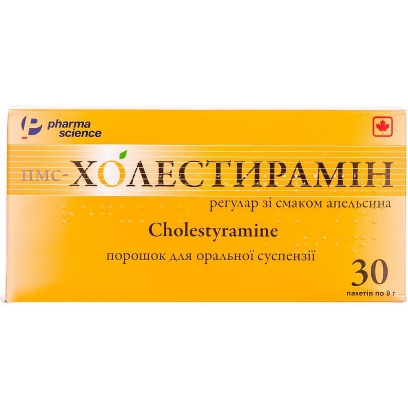 Buy PMS-cholestyramine Powder 4 g/9 g 9 g, 30 sachets of 9 g each