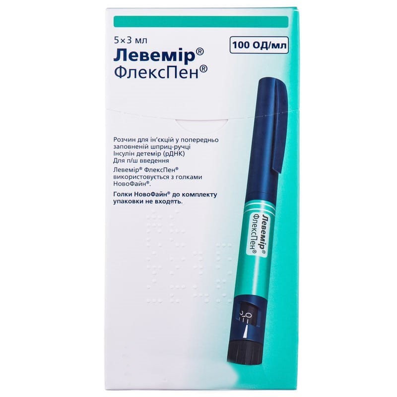 Buy Levemir Syringe 100 IU/ml, 5 syringes of 3 ml (thermolabile)